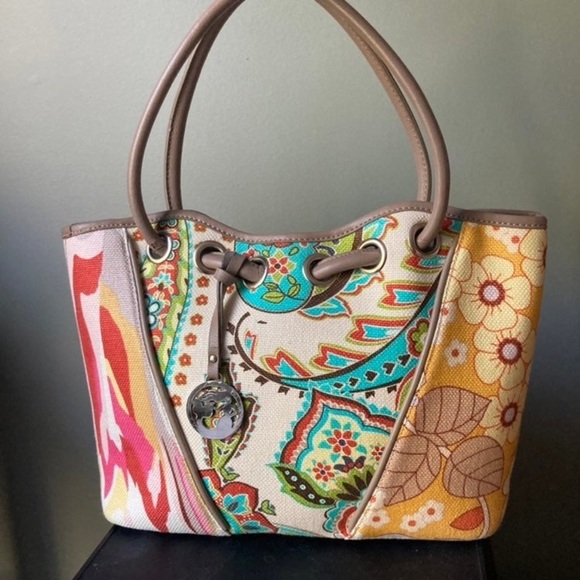 Spartina 449 Handbags - Spartina 449 | Floral Mixed Pattern Linen Beachy Tote Bag